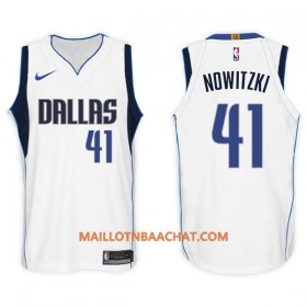 Maillot NBA Dallas Mavericks Dirk Nowitzki 41 Nike 2017-18 Blanc Swingman - Homme
